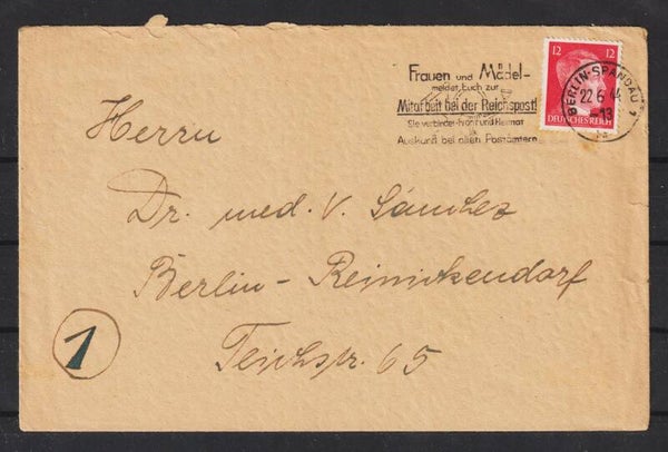 MiNr. 827 Brief, BERLIN SPANDAU (a050)