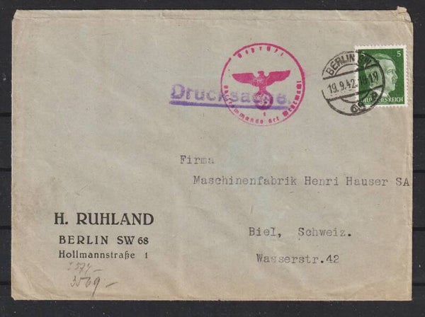 MiNr. 784 auf Drucksache in die Schweiz (a062)