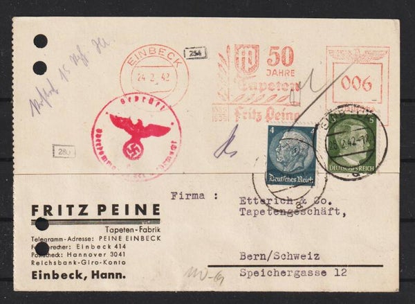 MiNr. 784, 514, 6 Pf Freistempel Postkarte  (a084)