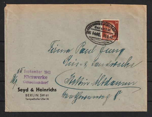 MiNr. 792 EF Bahnpoststempel, Kieswerke Götschendorf  (a085)