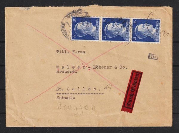 MiNr. 793 MeF Eilboten Brief nach St. Gallen, zensiert   (a097)