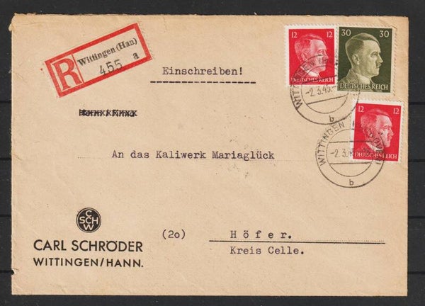 MiNr. 794 R-Brief Wittingen nach Celle   (a099)