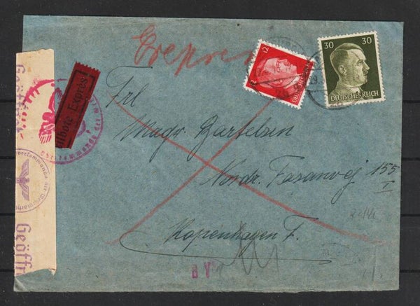 MiNr. 794 Eilboten Brief Hamburg - Kopenhagen, zensiert   (a101)