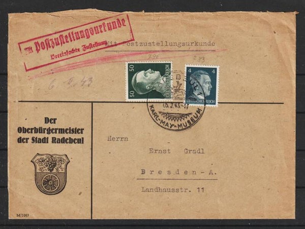 MiNr. 796 Brief, mit Postzustellungsurkunde RADEBEUL - DRESDEN (a119)