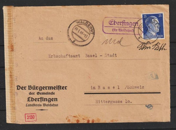 MiNr. 793 Brief, WALDSHUT - EBERFINGEN - BASEL  (a120)
