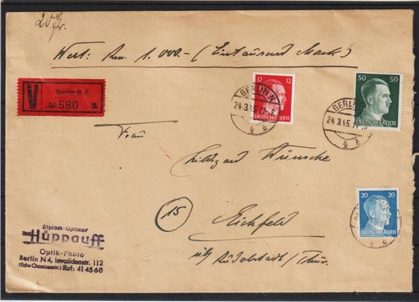 MiNr. 796 Wertbrief über 1000,00 RM (a141)