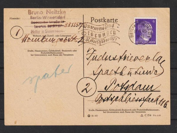 MiNr. 785 auf Karte  17.4.45 (a150)