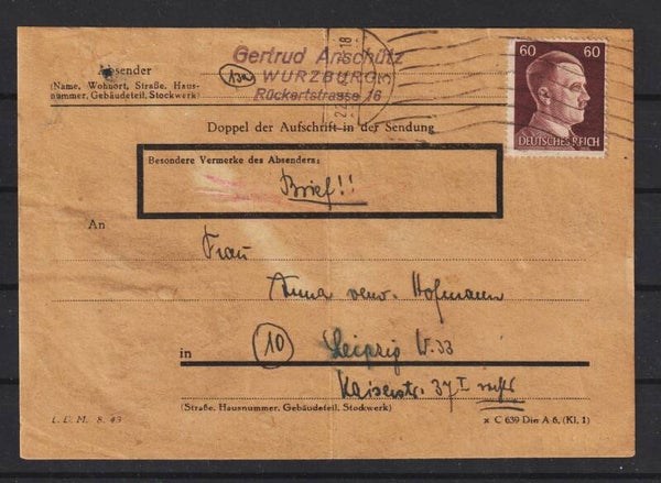 MiNr. 797 Einzelfrankatur auf Beleg  (a151)