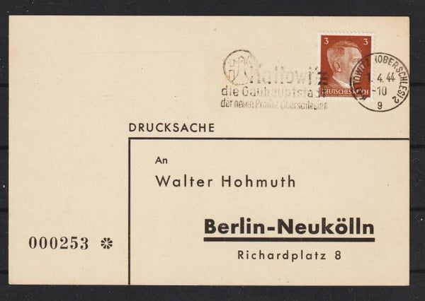 MiNr. 782 auf Beleg, KATTOWITZ OBERSCHLESIEN   (a160)
