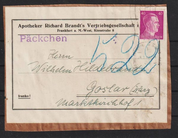 MiNr. 795 Einzelfrankatur auf Päckchen  (a165)