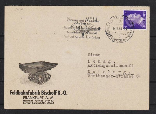 MiNr. 785 EF auf Postkarte, Feldbahnfabrik BischofF K.G.   (a169)