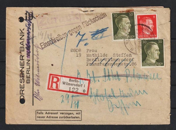 MiNr. 794 Einschreiben Rückschein R-Brief (a185)