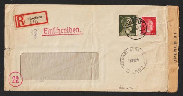 MiNr. 794, 827 MiF portogerechter R-Brief,  Überroller !  (a149)