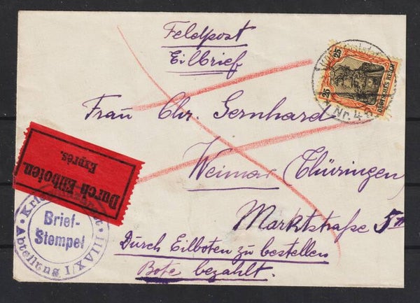 MiNr. 88 I auf Feldpost-Brief durch Eilboten, 30.11.16 (A5-13)