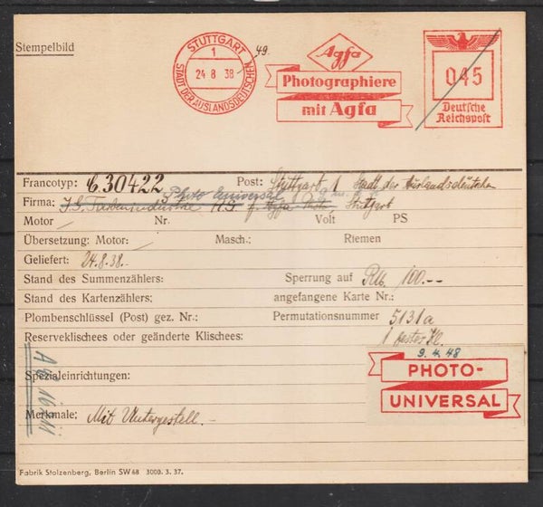 Freistempel Bild Karte STUTTGART 24.8.39   (abfs1)