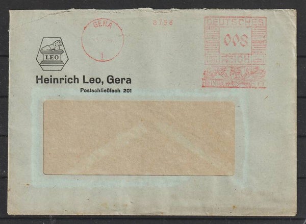 Freistempel 8 Pfennig GERA 9.7.44   (abfs1)