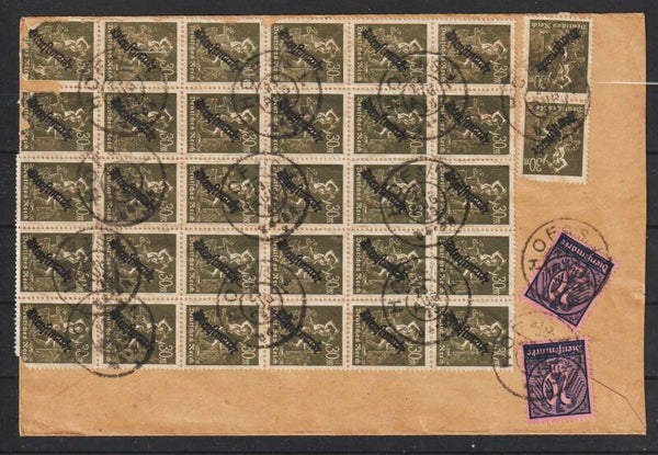 MiNr. D 76 (32x) D 72 (2x) portogerechter Dienstbrief, Letzttag PP15  HOF 23.8.23  (ad)