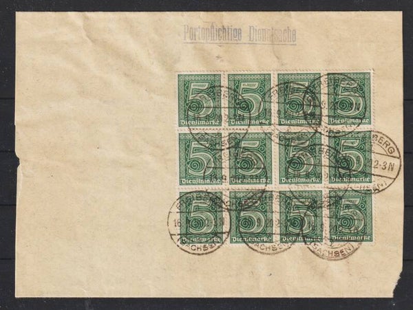 MiNr. D 23 (12x) portopflichtige Dienstsache, Streifband FREIBERG 16.9.20  (ad20)