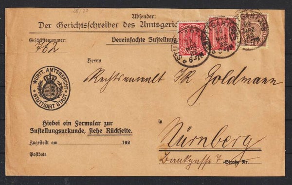MiNr. D 24, 28, 33 auf Brief  STUTTGART 22.MRZ.22    (ad20)