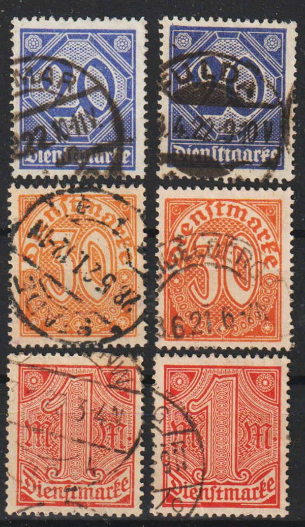 MiNr. D 26, 27, 30 gestempelt, Farbvariationen  (ad20)