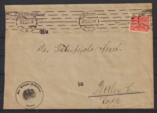 MiNr. D 30 auf Brief CHARLOTTENBURG 17.8.22 (ad20)