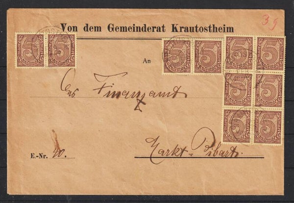 MiNr. D 33 (10x) auf Brief KRAUTOSTHEIM 27.FEB.23  (ad20)
