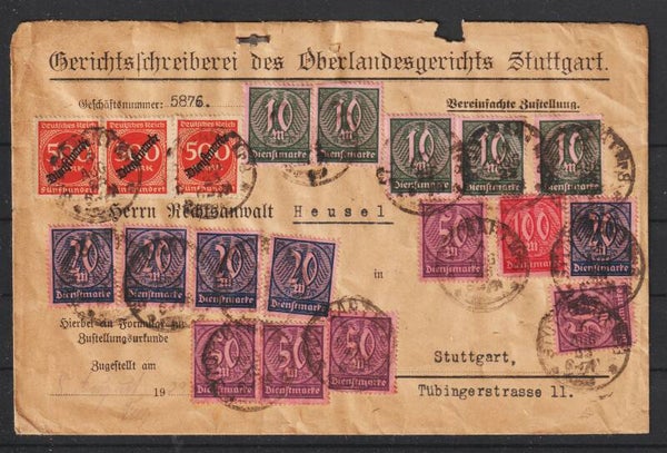 Brief "Gerichtsschreiberei des Oberlandesgerichts" STUTTGART 6.AUG.23  (ad20)