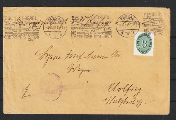 MiNr. D 116 auf Brief PASSAU 3.9.29 (ad27)