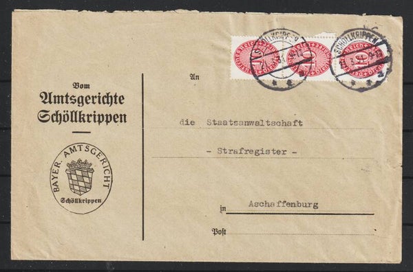 MiNr. D 117 (3x) auf Brief SCHÖLLKRIPPEN 21.3.31 (ad27)