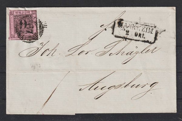 Baden MiNr. 4 EF  MANNHEIM / BAHNH. AUGSBURG (ag)
