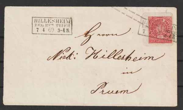 NDP Ganzsache MiNr. U 40  HILLESHEIM REG.BEZ.TRIER 7.4.69  (ag)