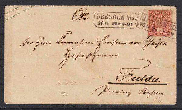 NDP Ganzsache MiNr. U 49  DRESDEN VIII  28.VI.1869  (ag)