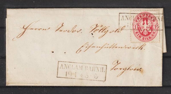 Preussen MiNr. 16 III EF auf Brief  ANCLAM BAHNH. (ag)