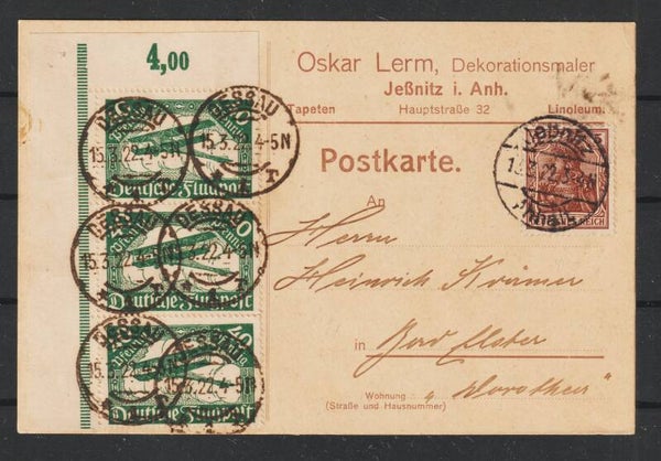 MiNr. 112 Bogenecke !  DESSAU 15.3.22   (as1919)