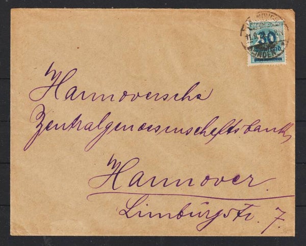 MiNr. 285 EF auf Brief HANNOVER 11.9.23  (as277)