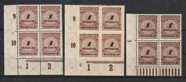 MiNr. 325 P, B, W postfrische ** Bogenecken  (as31)