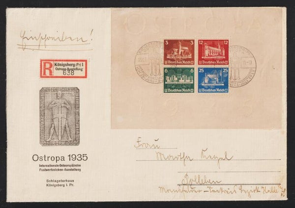 Block 3 auf R-Brief FDC KÖNIGSBERG  (as32)