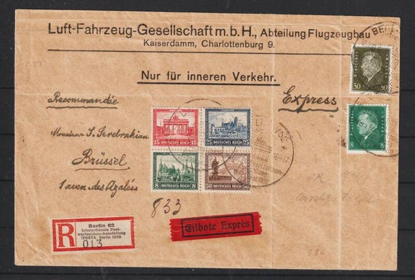 Herzstück Block 1 auf Eilboten R Brief BERLIN  12.9.30, FDC  (as32)