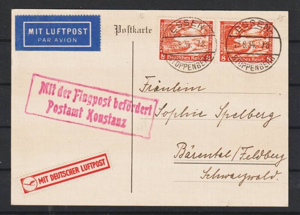 MiNr. 503 Luftpost Karte, ESSEN STOPPENBERG 13.8.34  (as33)