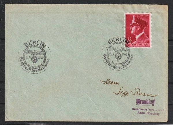 MiNr. 813 auf Brief  BERLIN  26.4.42  (as42)
