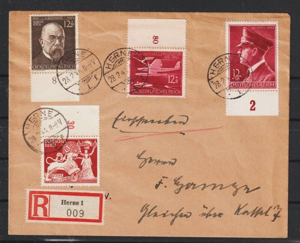 MiNr. 813 auf R-Brief  HERNE 28.2.44  (as42)