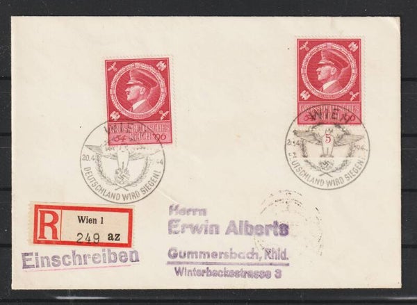 MiNr. 887 MeF auf R-Brief WIEN 20.4.44  (as42)