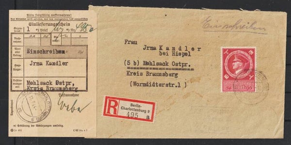 MiNr. 887 auf R-Brief BERLIN CHARLOTTENBURG  11.7.44  (as42)