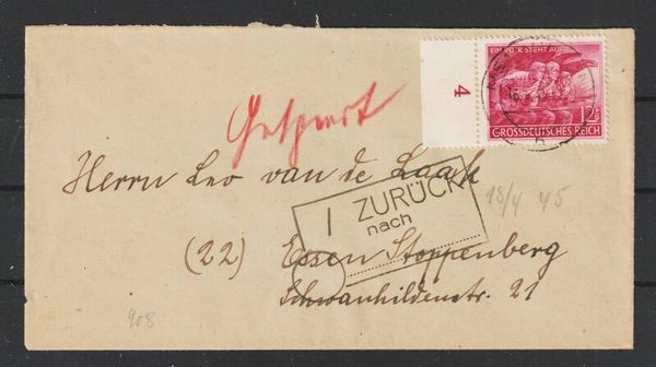 MiNr. 908 Einzelfrankatur,  MEMMINGEN  18.4.45  (as45)