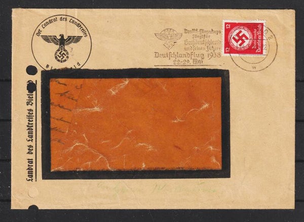 MiNr. D 138 auf Brief "NSKK Das NS Fliegerkorps..." BIELEFELD  24.5.38  (as45)