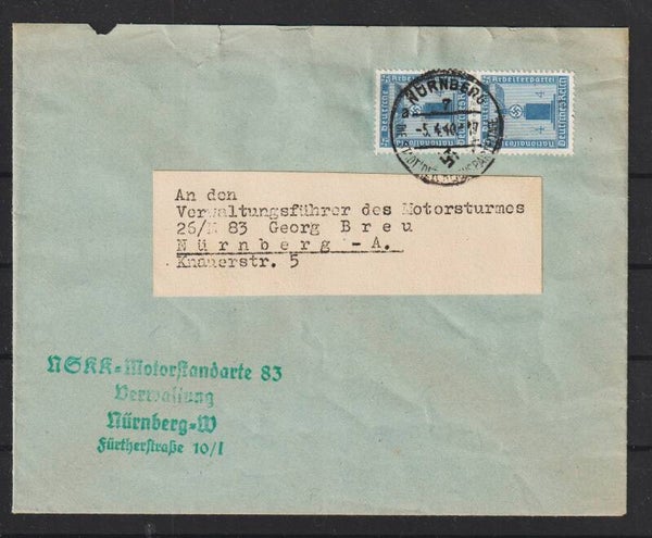 MiNr. D 146 auf Brief "NSKK Motorstandarte 83" NÜRNBERG 5.4.40  (as45)