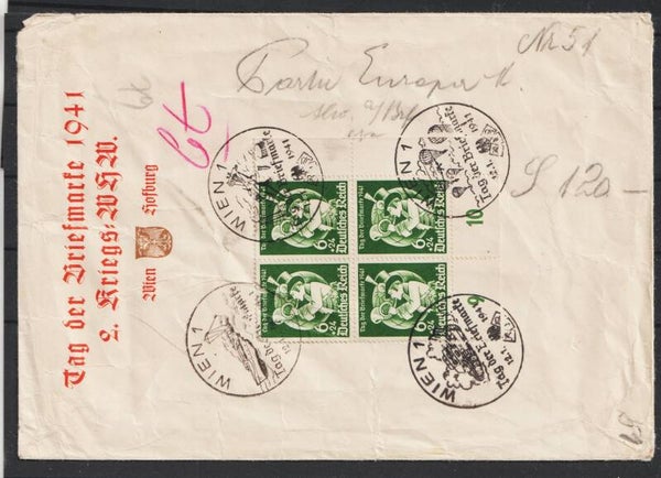 MiNr. 762 Bogenecke "Tag der Briefmarke 1941 2. Krirgs = WHW Wien Hofburg"    (as62)