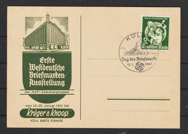 MiNr. 762 auf Postkarte "Erste Westdeutsche Briefmarken-Ausstellung" (as62)