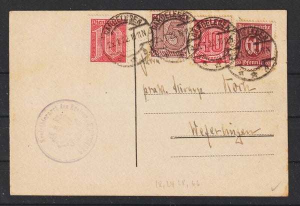 MiNr. 18, 24, 26, 66 auf Postkarte GARDELLEGEN  25.1.22  (as66)