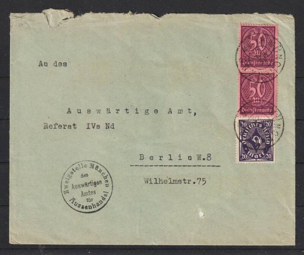 MiNr. 230, D 73 auf Brief MÜNCHEN 22.MAI.23  (as66)